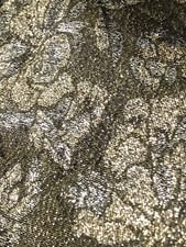 J. Crew Collection Metallic Gold  Silver Green Floral Print Pencil Skirt Size 4