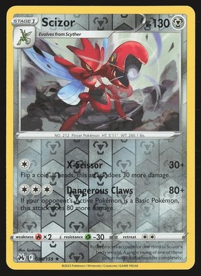 Crown Zenith Scizor #086/159 Reverse Holo Pokemon Card