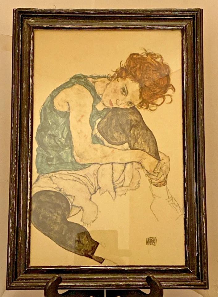 Egon Schiele Mujer Sentada con Piernas Dibujadas Enmarcada Esmaltada Arte Impresión Figura Mujeres Foto 2 de 4