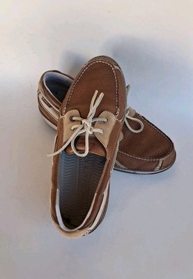 Columbia Sea Ray Brown Leather Boat Deck Shoes Mens Sz 10 Techlite Omni Grip 