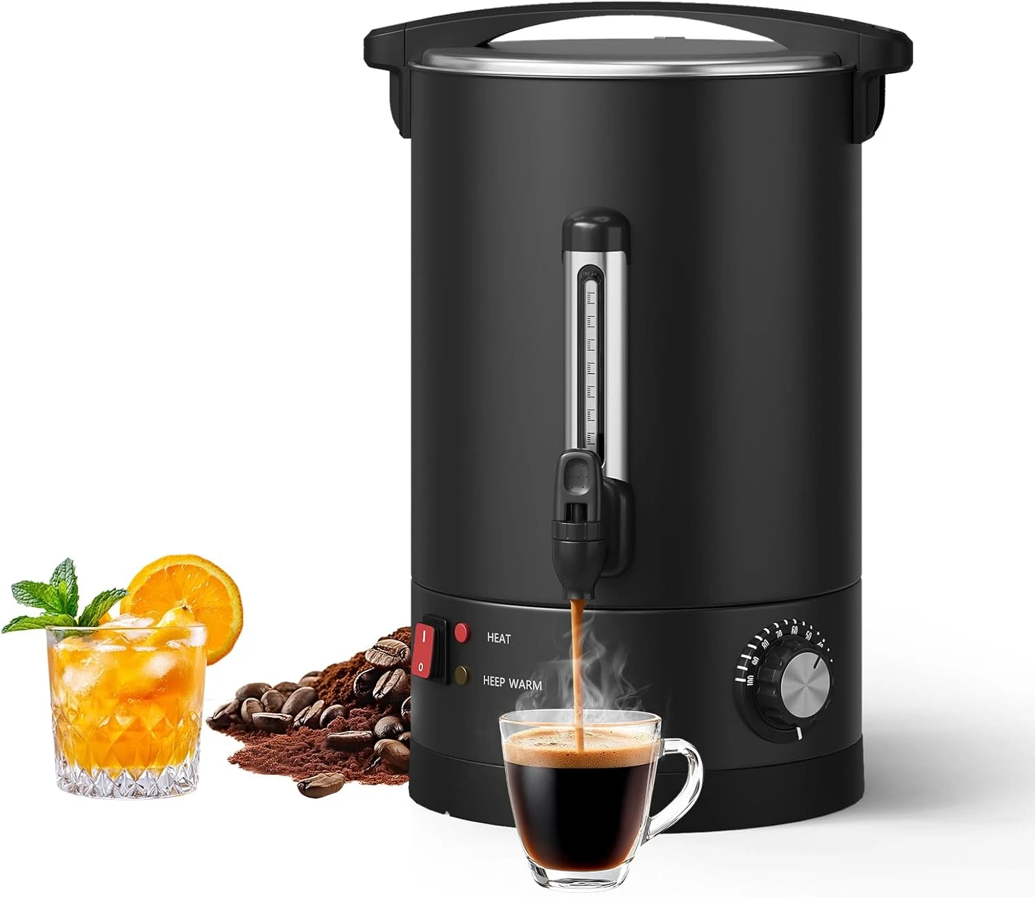 12L Commercial Coffee Urn - 80 Cups Stainless Steel Hot Water Dispenser