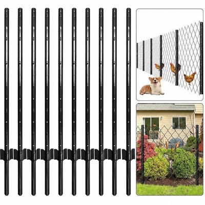 5 Ft Fence Post 10 PCS Metal Fence Poles U Post Sturdy Duty Fence Stakes Step in