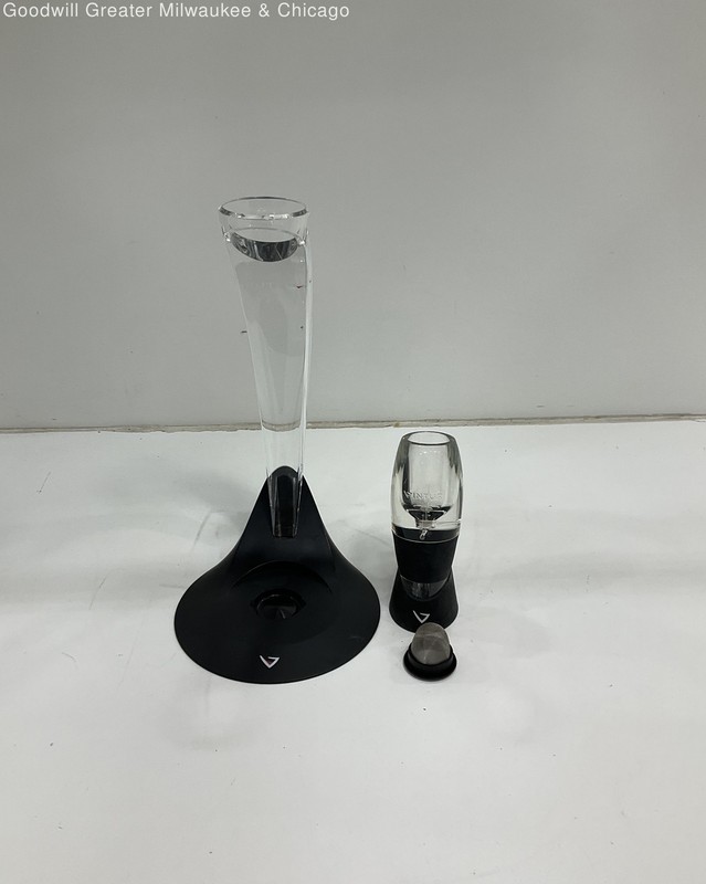 Vinturi Clear Black Modern Plastic Red Wine Aerator Tower Set Barware