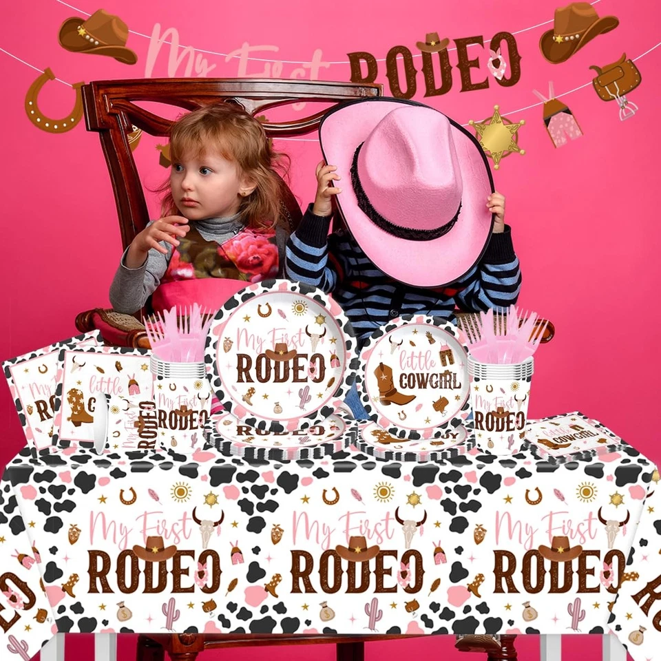 Украшения для дня рождения My First Rodeo — 142 шт. столовая посуда для ковбоев в стиле вестерн для 1... - Изображение 2 из 4