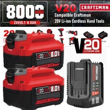 2PACK 20Volt For Craftsman V20 8.0Ah Li-ion Battery CMCB204 CMCB202 /Charger