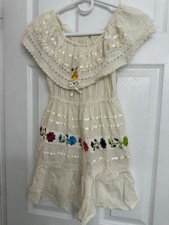 Girls Ivory Fit  Flare Floral Dress 14 Embroidered Floral Lace Ruffle Sleeve