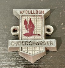 1950s Mcculloch Supercharger Emblem Vintage Badge Excellent 1950s Mcculloch Supercharger Emblem Vintage Badge Excellent
