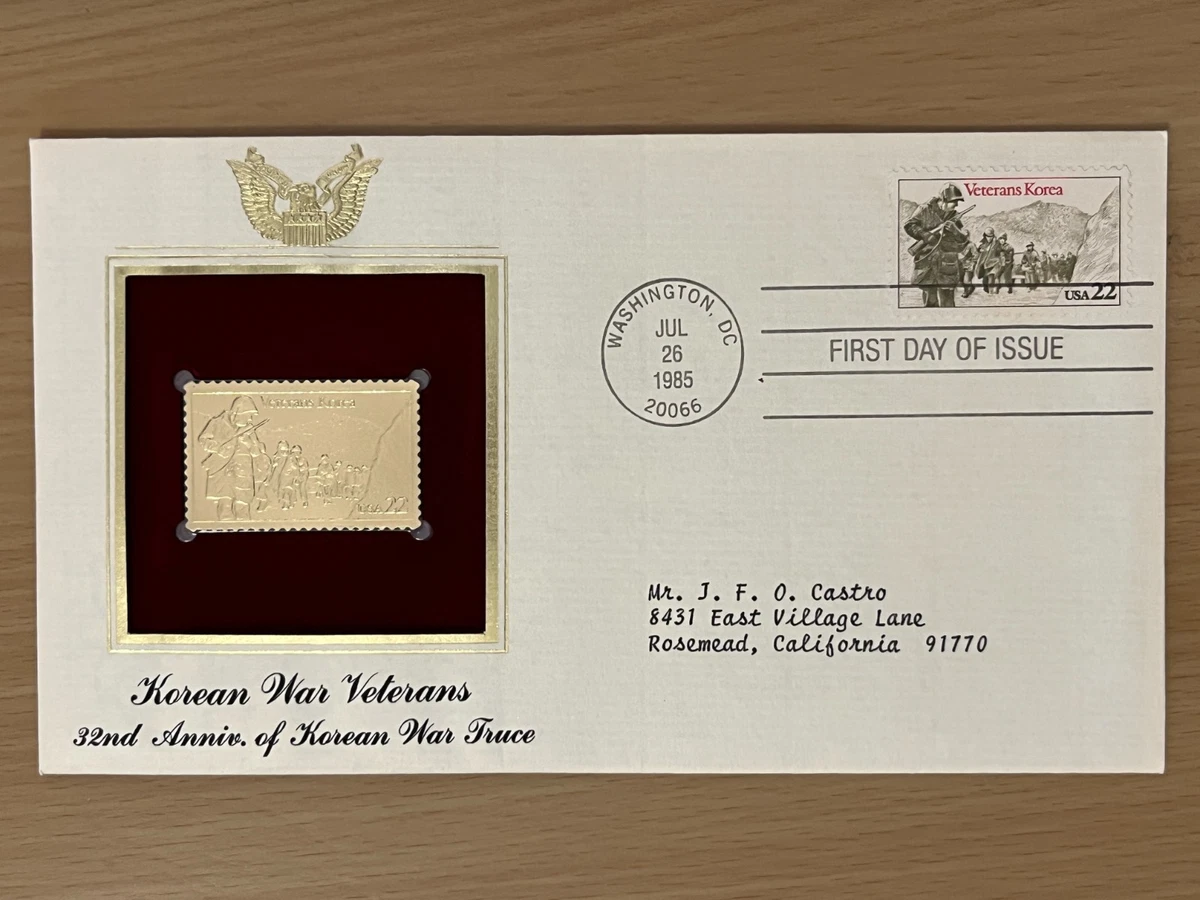First Day of Issue United States Gold 22 Cent Denomination Stamps