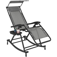 Outsunny Zero-Gravity Folding Recliner Lounge Chair, Grey, Refurbished