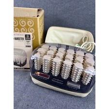 General Electric Hairsetter Vintage HCD-1 Cream 18 Rollers Case Box Manual
