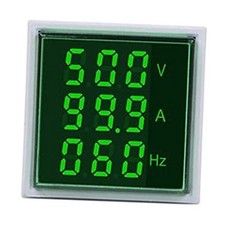with Three-Digit Display AC Current, Voltage, Frequency Indicator, 22mm Green