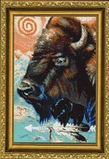 Buffalo Cross Stitch Pattern Kustom Krafts JWN-003 JW Baker Native American Art