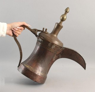 Antique Handmade Copper Bronze Middle Eastern Arabic Dallah Gahwa Coffee Pot NR