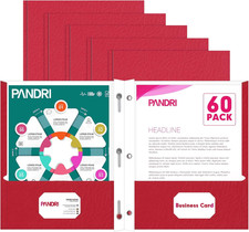 Two Pocket Folders,  60 Pack Two Pocket Folders with Prongs, 3 Prong Folders Des