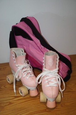Oxelo Rollstiefel Quad Skates Größe UK Junior 3 Mädchen Disco EU 36 rosa Etui 22 cm