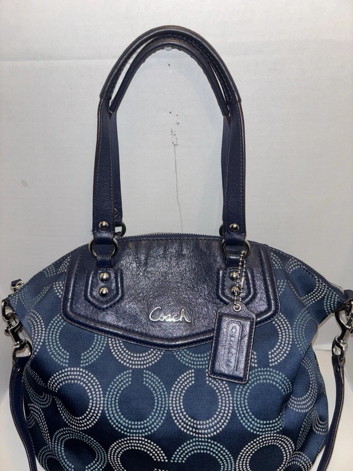 Bolsa de ombro Coach azul Ashley pontilhada arte cirúrgica norte sul bolsa tiracolo - Imagem 2 de 4