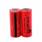 2pcs 26650 Li-ion Battery 3.7V UltraFire Flat Top Rechargeable Batteries Cell