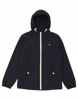 Jack Wills Damen Regenjacke mit Kapuze UK 10 Small dunkelblau Baumwolle BL17