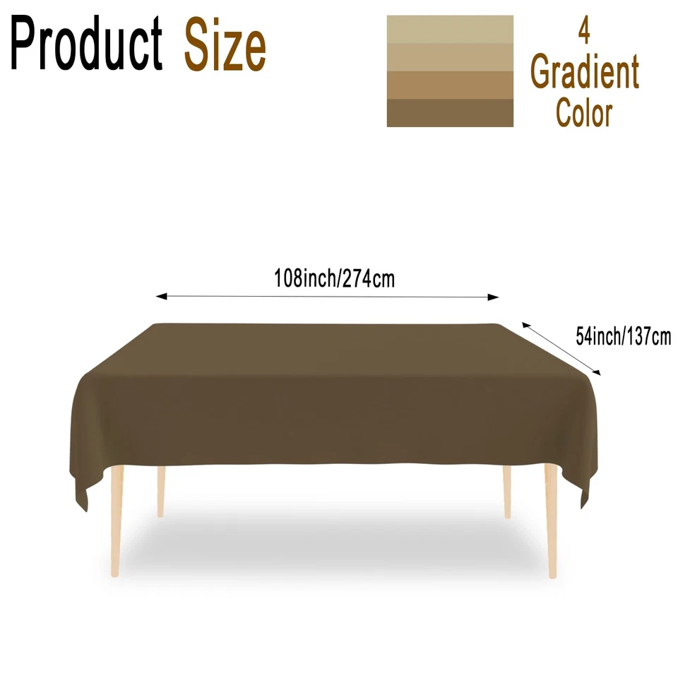 4 Brown Tablecloths, Brown Disposable Plastic Table Cloths, 4 Color Gradient ... - Image 2 of 4