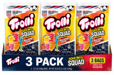 Trolli Sour Brite Squad Gummy Worms Limited Edition US Soccer 12.3oz Bag 3 PK