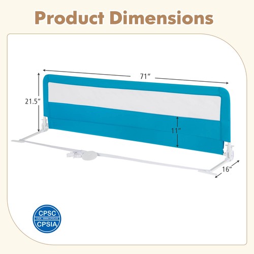 71" Long Bed Rail for Toddlers w/ Removable Cover Breathable Mesh & Crossbar - Picture 2 of 10