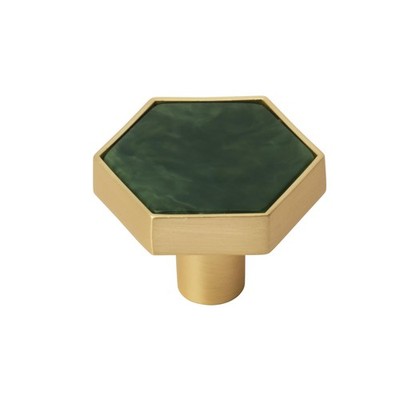 2PK36973EMG Hexagon Cabinet Knob 15/16 Inch 33mm Gold Emerald Green Pull
