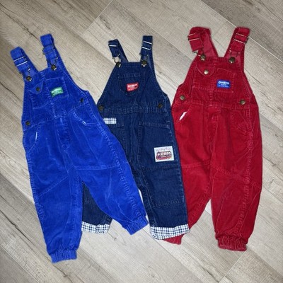 OshKosh Bgosh Vintage 90s Vestbak Lot X3 Corduroy Overalls Toddler Size 24m-3T