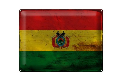 mrdeco Metall Schild 30x40cm Flagge Bolivien Flag of Bolivia Rost Blechschild