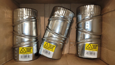 Lot of 3 Round Adjustable Elbow 90 Deg 4 in. HVAC Ducting Venting Connector