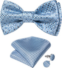 Men Bow Tie Paisley Striped Self-Bow Tie for Men and Silk Woven Bowtie Pocket Sq