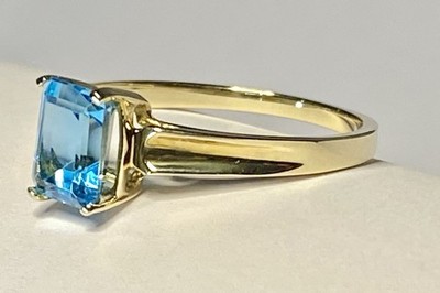 Vintage Designer CW 10K massiver Gelbgold Topas Ring Größe 7,75