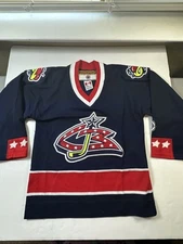 KOHO Official Licensed Jersey Youth Columbus NHL Patched Stitched S/M Blue #0466