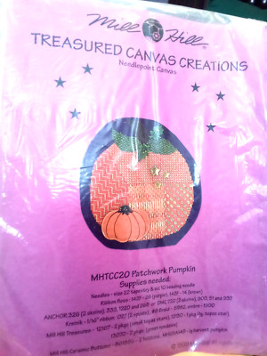 Mill Hill Treasured Canvas - Patchwork Pumpkin needlepoint canvas