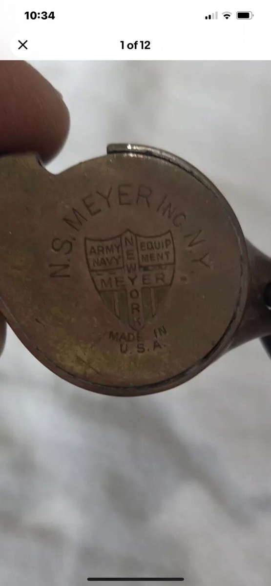 米軍 実物 ホイッスル N.S. MEYER N.Y. Vintage Brass Military