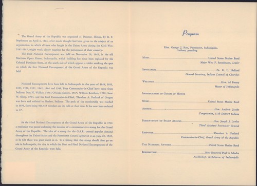 US 1949 985 GRAND ARMY OF THE REPUBLIC CEREMONY PROGRAM - Picture 2 of 2
