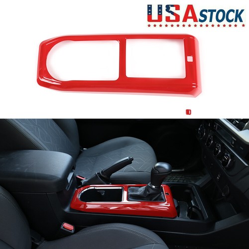 Red Central Control Shift Gear Panel ABS Cover Frame For T@yota T@coma 2016-2020 - Picture 2 of 7