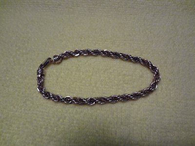 #16-VINTAGE PRECIOUS STERLING SILVER 925 ROPE BRACELET WITH 14K GOLD MINGLED