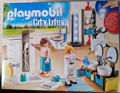 Playmobil 9268 City Life Bathroom with Working Lights used