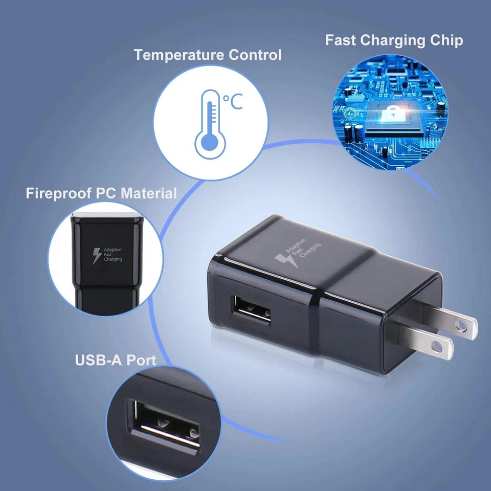 Adaptador de corriente de pared cargador rápido USB cable tipo C de 10 pies de largo para Samsung Android Foto 2 de 4