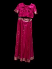 SARI/ SAREE Traditional Indian Garment Pink  Gold Silk Choli Top Set Medium