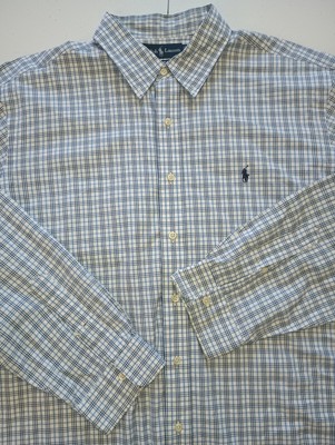 Ralph Lauren Men's Classic Fit Button Down Shirt Check Striped White SZ XL M001