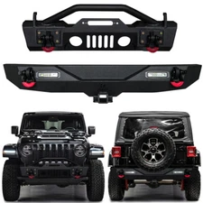 Vijay For 2018-2024 Jeep Wrangler JL Front or Rear Bumper w/Winch Plate&Light