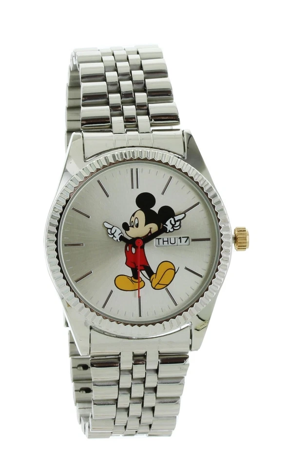 Disney Mickey Mouse Hombre 'Manos Móviles' Reloj Pulsera Plata Corona Dorada MK8187 Foto 4 de 4