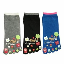 Wrapables Big Bad Wolf Five Finger Cartoon Socks Five Toe Socks,Grey/Black/Blue