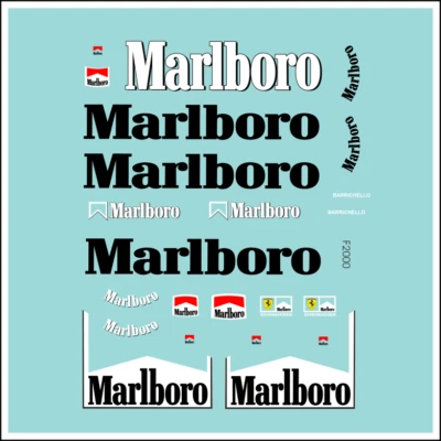 F1 Decal 1:18 Ferrari F2000 Tabakwerbung & Helm Schumacher Formel 1