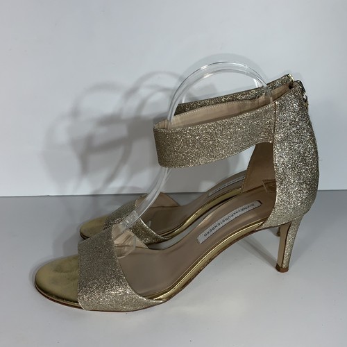 Diane Von Fustenberg Kinder Glitter Gold Heel Sandals 9B