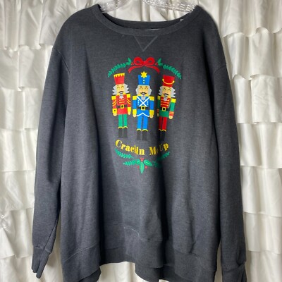 Just My Size Sweatshirt 5X Gray Christmas Boat Neck Cracking Me Up Pullover