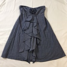J. Crew Dress Womens Size 2 Blue Strapless Chambray Ruffle A-Line