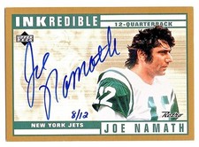 1999 Upper Deck Retro Joe Namath Inkredible GOLD AUTOGRAPH /12  JETS 💎