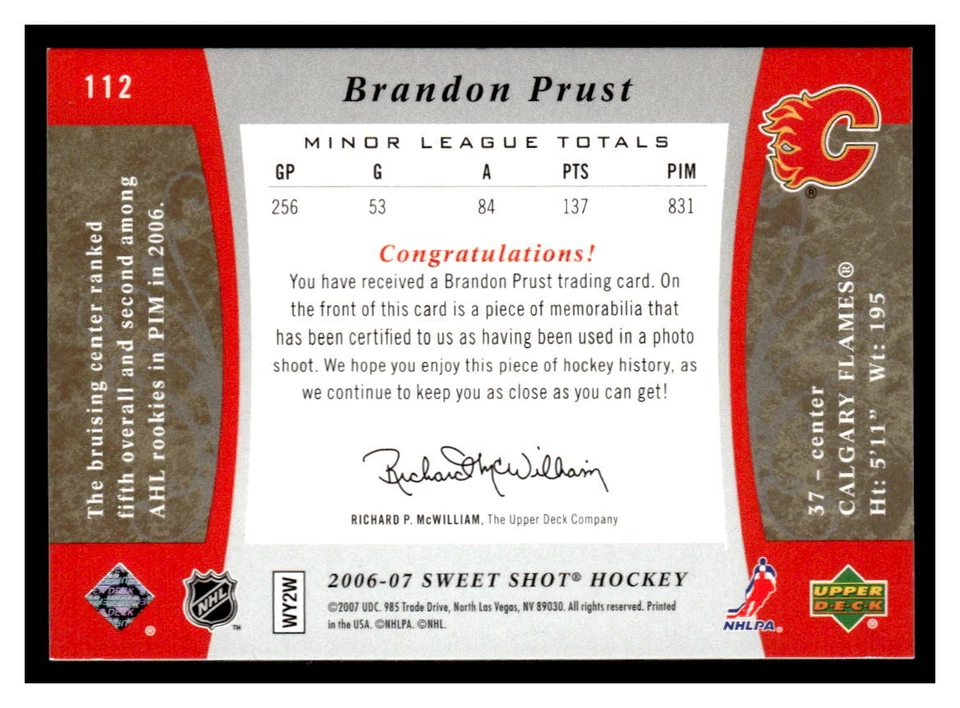 2006 Upper Deck Sweet Shot Hockey #106 Mark Stuart    Rookie HKA4 - Image 2 of 2